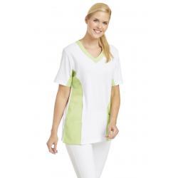 Damen -  Schlupfjacke 2531 von LEIBER / Farbe: weiß-hellgrün / 50 % Baumwolle 50 % Polyester - | MEIN-KASACK.de | kasack