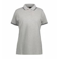 Stretch Damen Poloshirt | Kontrast | 523 von ID / Farbe: grau / 85% BAUMWOLLE 10% VISKOSE 5% ELASTHAN - | MEIN-KASACK.de