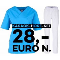 SALE - Kombination aus KASACK 2651 und SCHLUPFHOSE 2648 von MEIN-KASACK.de / Farbe: azur - weiß - | MEIN-KASACK.de | kas