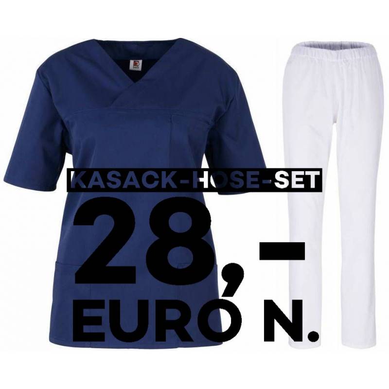 SALE - Kombination aus KASACK 2651 und SCHLUPFHOSE 2648 von MEIN-KASACK.de / Farbe: marine - weiß - | MEIN-KASACK.de | k