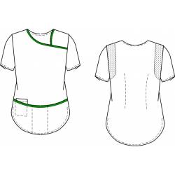 Damen - STRETCH-Kasack 2382 von MEIN-KASACK.de / Farbe: weinrot-weiß / Stretcheinsatz - 35% Baumwolle 65% Polyester - | 