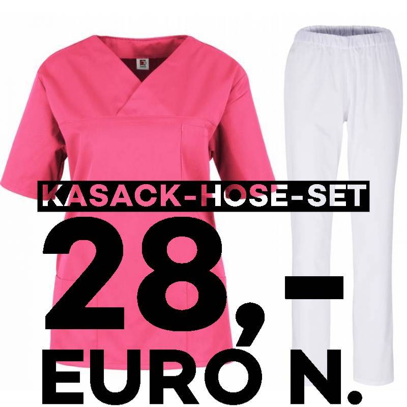 SALE - Kombination aus KASACK 2651 und SCHLUPFHOSE 2648 von MEIN-KASACK.de / Farbe: pink - weiß - | MEIN-KASACK.de | kas