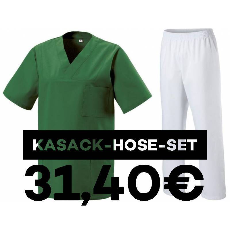 SALE - Kombination aus KASACK 273 und  SCHLUPFHOSE 330 von MEIN-KASACK.de / Farbe: GRÜN-WEIß - | MEIN-KASACK.de | kasack