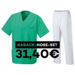 SALE - Kombination aus KASACK 273 und  SCHLUPFHOSE 330 von MEIN-KASACK.de / Farbe: LIGHT GREEN - WEIß - | MEIN-KASACK.de
