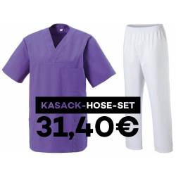 SALE - Kombination aus KASACK 273 und  SCHLUPFHOSE 330 von MEIN-KASACK.de / Farbe: LILA - WEIß - | MEIN-KASACK.de | kasa