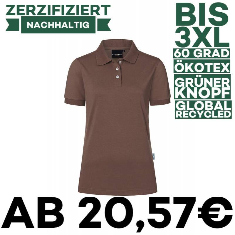 Damen Workwear Poloshirt | PF 6 von KARLOWSKY / Farbe: hellbraun / 51% Polyester / 47% BW / 2% Elastane - | MEIN-KASACK.
