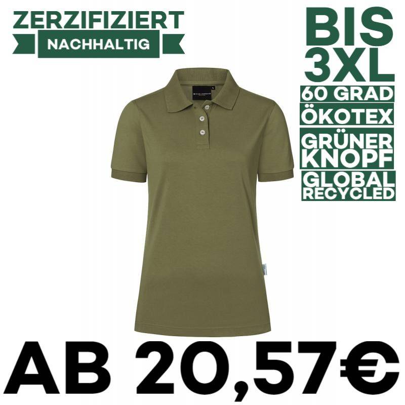 Damen Workwear Poloshirt | PF 6 von KARLOWSKY / Farbe: moosgrün / 51% Polyester / 47% BW / 2% Elastane - | MEIN-KASACK.d