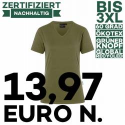 Damen Workwear T-Shirt| TF 5 von KARLOWSKY / Farbe: moosgrün / 51% Polyester / 46% BW / 3% Elastane - | MEIN-KASACK.de |