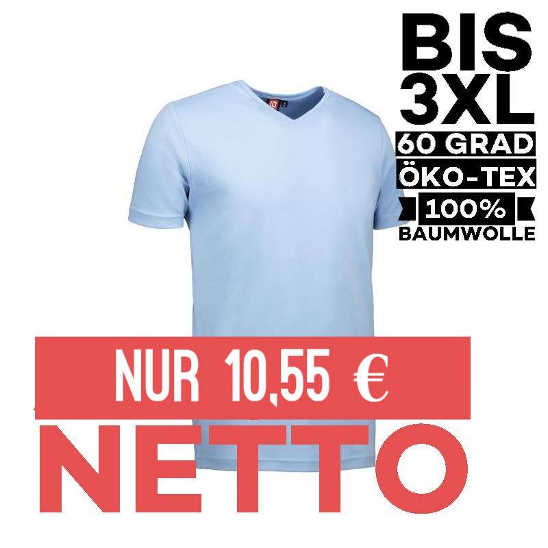 T-TIME® Herren T-Shirt | V-Ausschnitt |514 von ID / Farbe: hellblau / 100% BAUMWOLLE - | MEIN-KASACK.de | kasack | kasac