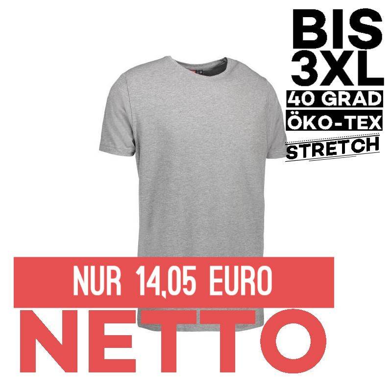 Stretch Herren T-Shirt 594 von ID / Farbe: hellgrau / 95% BAUMWOLLE 5% ELASTHAN - 1