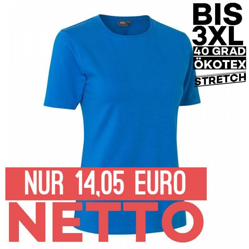 Stretch Damen T-Shirt 595 Komfort von ID / Farbe: Azur / 75% Baumwolle 20% Viskose 5% Elasthan - | MEIN-KASACK.de | kasa