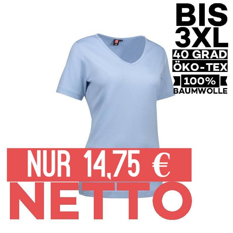 Interlock Damen T-Shirt | V-Ausschnitt | 506 von ID / Farbe: hellblau / 100% BAUMWOLLE - | MEIN-KASACK.de | kasack | kas