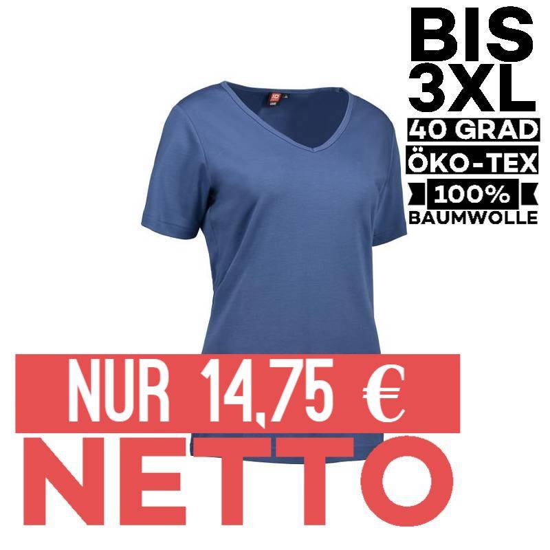 Interlock Damen T-Shirt | V-Ausschnitt | 506 von ID / Farbe: indigo / 100% BAUMWOLLE - | MEIN-KASACK.de | kasack | kasac