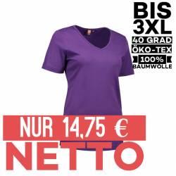 Interlock Damen T-Shirt | V-Ausschnitt | 506 von ID / Farbe: lila / 100% BAUMWOLLE - | MEIN-KASACK.de | kasack | kasacks