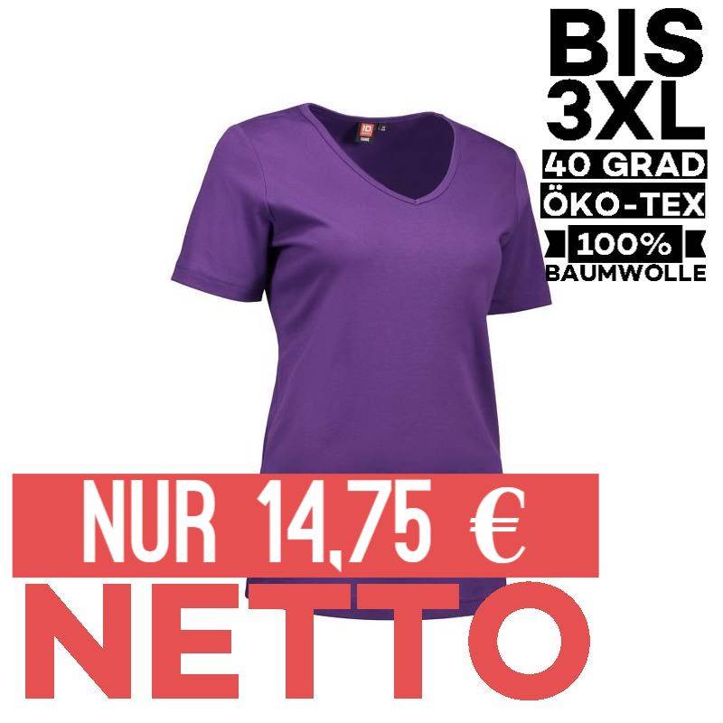 Interlock Damen T-Shirt | V-Ausschnitt | 506 von ID / Farbe: lila / 100% BAUMWOLLE - | MEIN-KASACK.de | kasack | kasacks