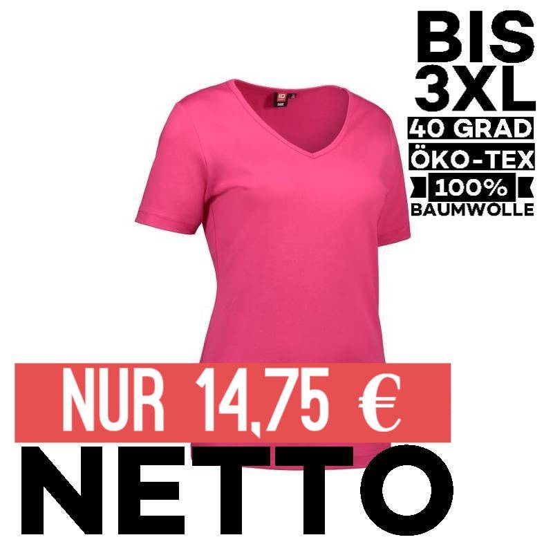 Interlock Damen T-Shirt | V-Ausschnitt | 506 von ID / Farbe: pink / 100% BAUMWOLLE - | MEIN-KASACK.de | kasack | kasacks