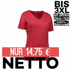 Interlock Damen T-Shirt | V-Ausschnitt | 506 von ID / Farbe: rot / 100% BAUMWOLLE - | MEIN-KASACK.de | kasack | kasacks 