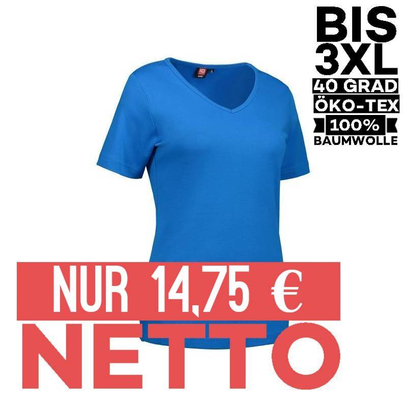 Interlock Damen T-Shirt | V-Ausschnitt | 506 von ID / Farbe: türkis / 100% BAUMWOLLE - | MEIN-KASACK.de | kasack | kasac
