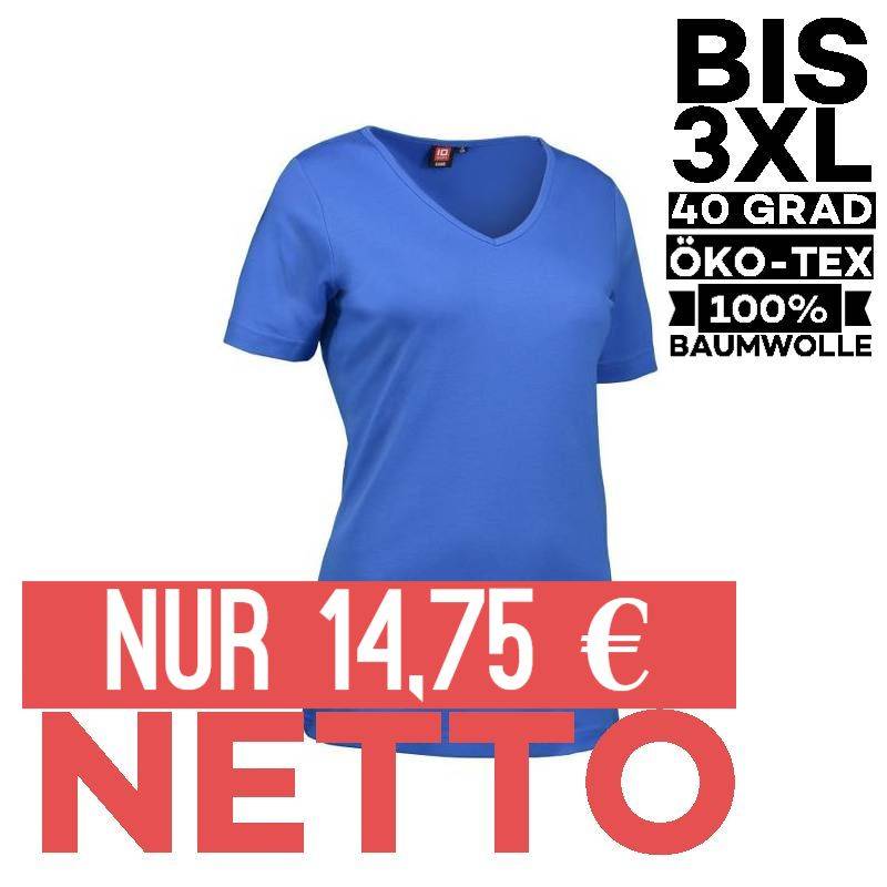 Interlock Damen T-Shirt | V-Ausschnitt | 506 von ID / Farbe: azur / 100% BAUMWOLLE - | MEIN-KASACK.de | kasack | kasacks
