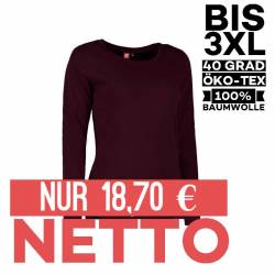 Interlock Damen T-Shirt | Langarm| 0509 von ID / Farbe: bordeaux / 100% BAUMWOLLE - | MEIN-KASACK.de | kasack | kasacks 