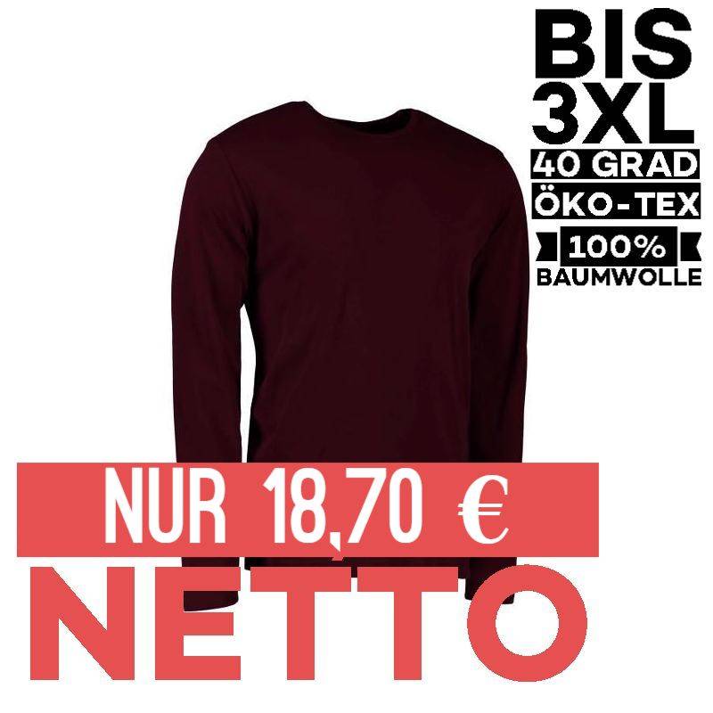 Interlock Herren T-Shirt | Langarm| 0518 von ID / Farbe: bordeaux / 100% BAUMWOLLE - | MEIN-KASACK.de | kasack | kasacks