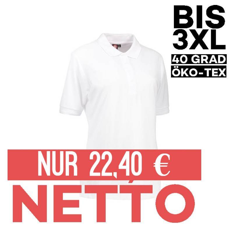 Klassisches Damen Poloshirt | 521 von ID / Farbe: weiß / 50% BAUMWOLLE 50% POLYESTER - | MEIN-KASACK.de | kasack | kasac