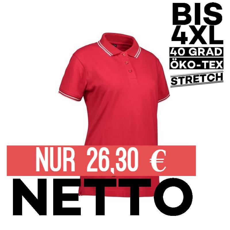 Stretch Damen Poloshirt | Kontrast | 523 von ID / Farbe: rot / 85% BAUMWOLLE 10% VISKOSE 5% ELASTHAN - | MEIN-KASACK.de 
