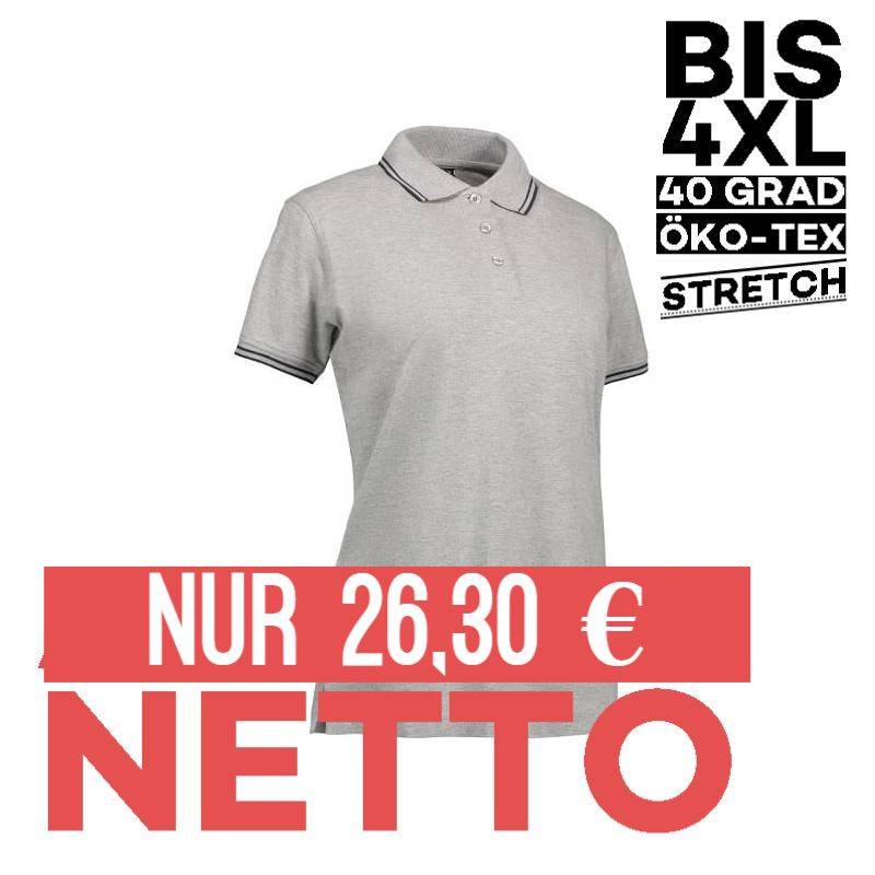 Stretch Damen Poloshirt | Kontrast | 523 von ID / Farbe: grau / 85% BAUMWOLLE 10% VISKOSE 5% ELASTHAN - | MEIN-KASACK.de
