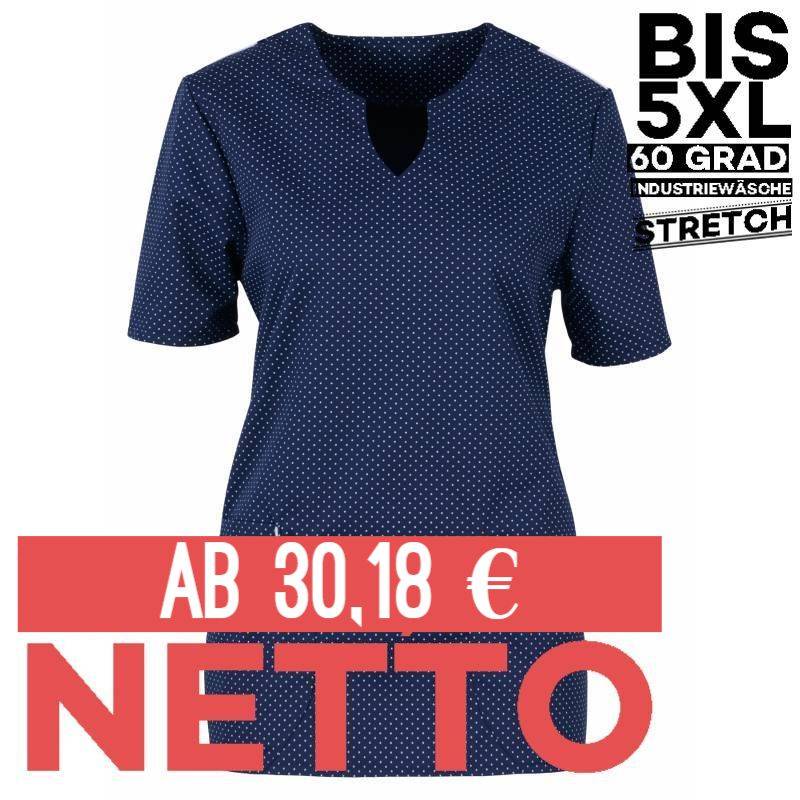 Damen - STRETCH-Kasack 2139 von MEIN-KASACK.de / Farbe: blau-weiß-gepunktet / Stretcheinsatz - 35% Baumwolle 65% Polyest