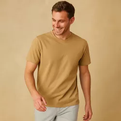 ARBEITS-T-SHIRT HERREN | TENCEL 528 von ID / Farbe: sand / 70% Polyester (recycled) 30% Lyocell