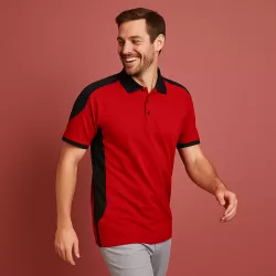 ARBEITS-POLO-SHIRT HERREN | PRO Wear Kontrast 322 von ID / Farbe: rot / 50% BAUMWOLLE 50% POLYESTER