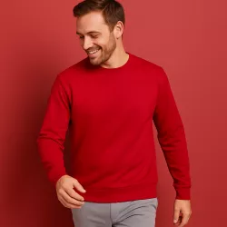 ARBEITS-SWEATSHIRT / ARBEITSPULLOVER HERREN | 682 von ID / Farbe: rot / 100% BAUMWOLLE