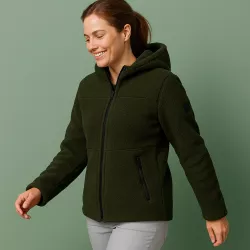 ARBEITSJACKE / FLEECEJACKE DAMEN | TEDDYFLEECE 829 von ID / Farbe: oliv / 100% POLYESTER