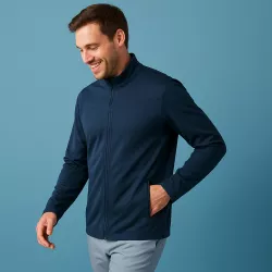 ARBEITSJACKE / FLEECEJACKE HERREN | Cardigan Stretch Komfort 840 von ID / Farbe: navy / 90% POLYESTER 10% ELASTHAN