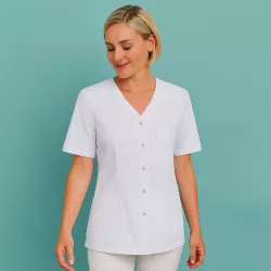 Damen - Kasack KS 63 - ESSENTIAL von KARLOWSKY / Farbe: weiß / 65% Polyester-35% Baumwolle-150 g