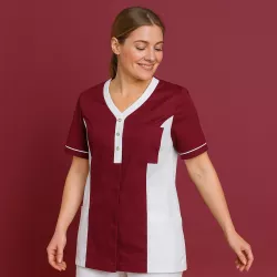 DAMEN - TENCEL - KASACK 2789 von LEIBER / Farbe: beere-weiß / 50% Baumwolle, 50% Polyester