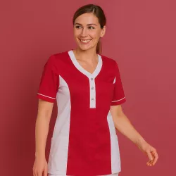 DAMEN - TENCEL - KASACK 2789 von LEIBER / Farbe: rot-weiß / 50% Baumwolle, 50% Polyester