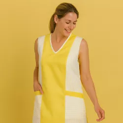 Überwurfschürze / Chasuble 264 von LEIBER / Farbe: weiß-gelb / 65 % Polyester 35 % Baumwolle