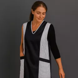 Überwurfschürze / Chasuble 264 von LEIBER / Farbe: weiß-schwarz / 65 % Polyester 35 % Baumwolle