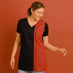 Überwurfschürze 2541 von LEIBER / Farbe: schwarz-bordeaux / 65 % Polyester 35 % Baumwolle