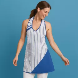 Überwurfschürze 738 von LEIBER / Farbe: weiß-königsblau / 65 % Polyester 35 % Baumwolle