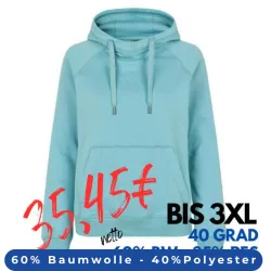 ARBEITS-HOODIE / ARBEITSPULLOVER DAMEN | CORE 637 von ID / Farbe: altaqua / 60% BAUMWOLLE 40% POLYESTER