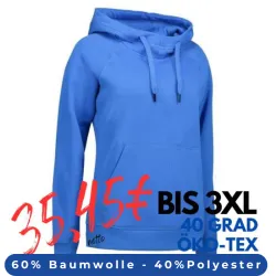 ARBEITS-HOODIE / ARBEITSPULLOVER DAMEN | CORE 637 von ID / Farbe: azur / 60% BAUMWOLLE 40% POLYESTER
