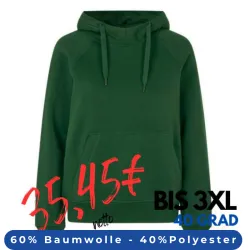 ARBEITS-HOODIE / ARBEITSPULLOVER DAMEN | CORE 637 von ID / Farbe: flaschengrün / 60% BAUMWOLLE 40% POLYESTER
