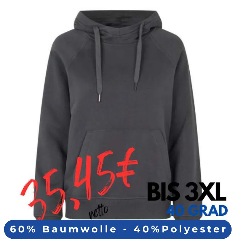 ARBEITS-HOODIE / ARBEITSPULLOVER DAMEN | CORE 637 von ID / Farbe: koks / 60% BAUMWOLLE 40% POLYESTER | MEIN-KASACK.de - KASACK - KASACKS