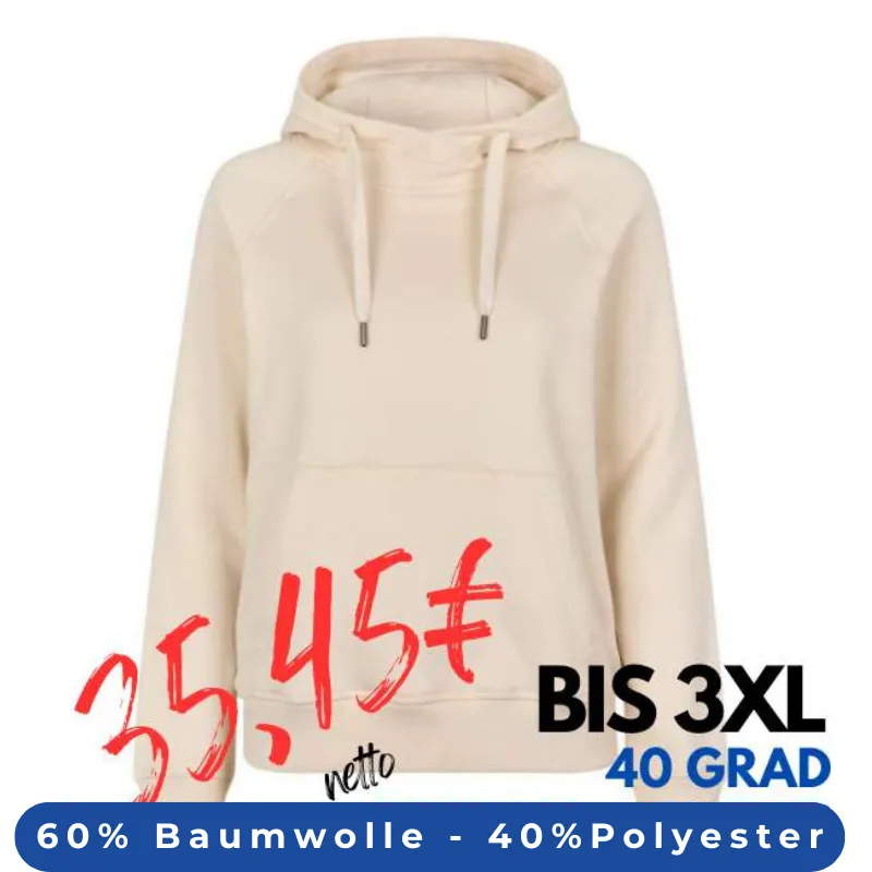 ARBEITS-HOODIE / ARBEITSPULLOVER DAMEN | CORE 637 von ID / Farbe: off-white / 60% BAUMWOLLE 40% POLYESTER | MEIN-KASACK.de - KASACK - KASACKS