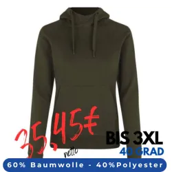 ARBEITS-HOODIE / ARBEITSPULLOVER DAMEN | CORE 637 von ID / Farbe: oliv / 60% BAUMWOLLE 40% POLYESTER