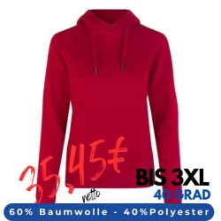 ARBEITS-HOODIE / ARBEITSPULLOVER DAMEN | CORE 637 von ID / Farbe: rot / 60% BAUMWOLLE 40% POLYESTER