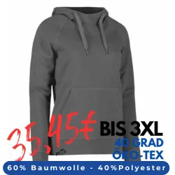 ARBEITS-HOODIE / ARBEITSPULLOVER DAMEN | CORE 637 von ID / Farbe: silber grau / 60% BAUMWOLLE 40% POLYESTER