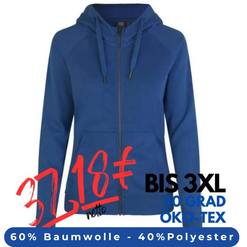 ARBEITS-HOODIE / ARBEITSPULLOVER DAMEN | CORE 639 von ID / Farbe: azur / 60% BAUMWOLLE 40% POLYESTER | MEIN-KASACK.de - KASACK - KASACKS